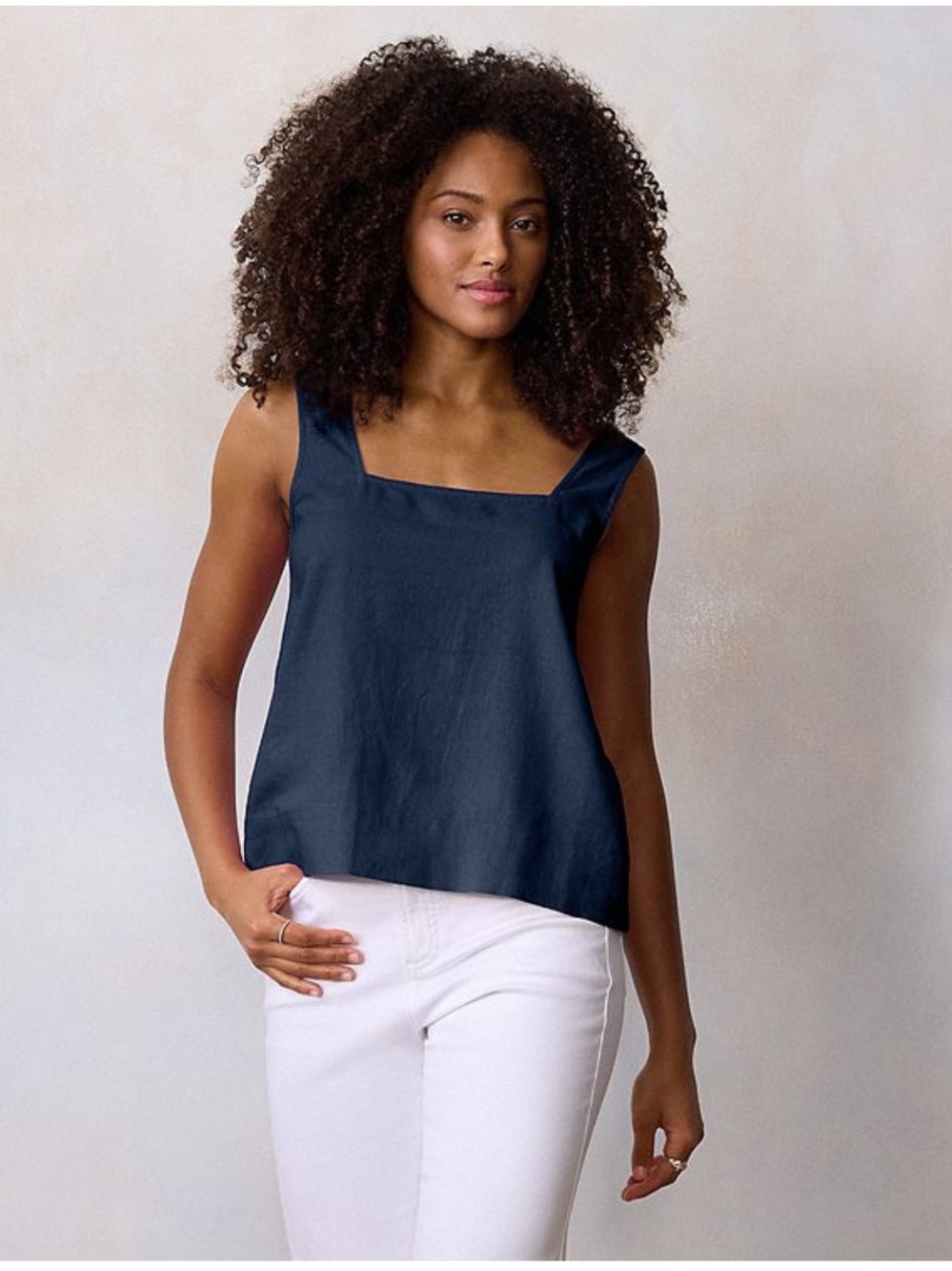 NWT LC Lauren Conrad Seattle Navy square neck button back tank top size XXL